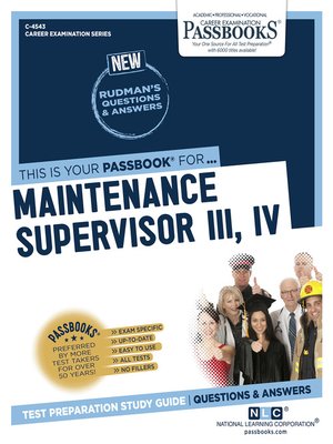 cover image of Maintenance Supervisor III, IV